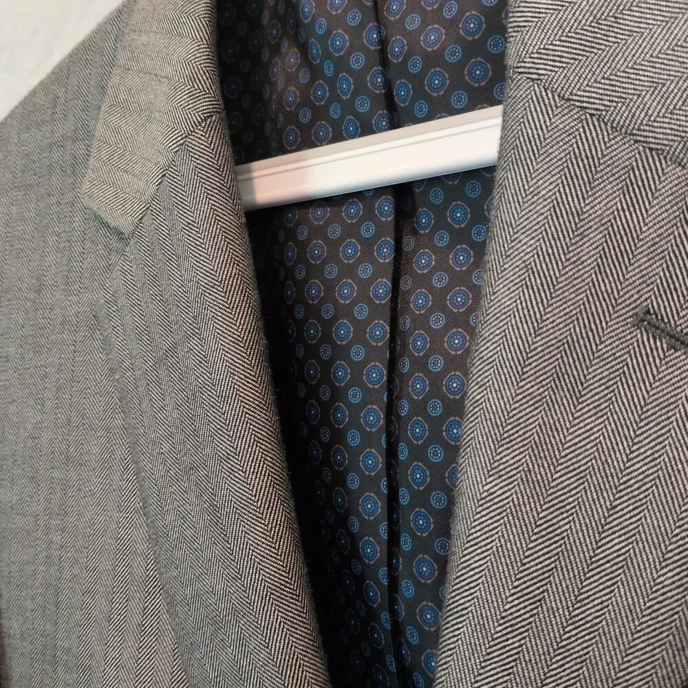 Michael Kors  Sport Coat Suit Blazer Jacket Men Textured Herringbone Gray 36R